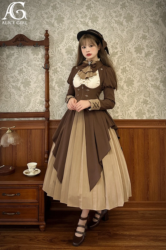 Lolita Detective Deacon Boobie Jacket Long Sleeve Fake Two Piece Dress by Alice girl
