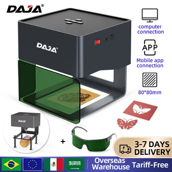 DAJA DJ6 Mini Portable Laser Engraver Diy Bluetooth Machine Painted Dog Tag Paper Leather Wooden Plastic Logo CNC Machine