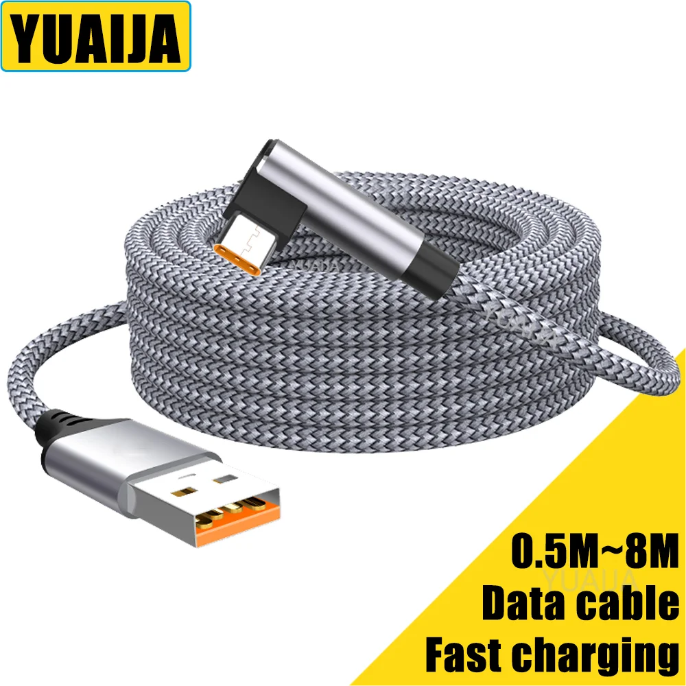 6A USB C Elbow Type C Fast Charge Cable 3m 5m Phone Extend Charging Cable for Samsung Huawei Xiaomi Oppo OnePlus VR Camera BEST SELLERS