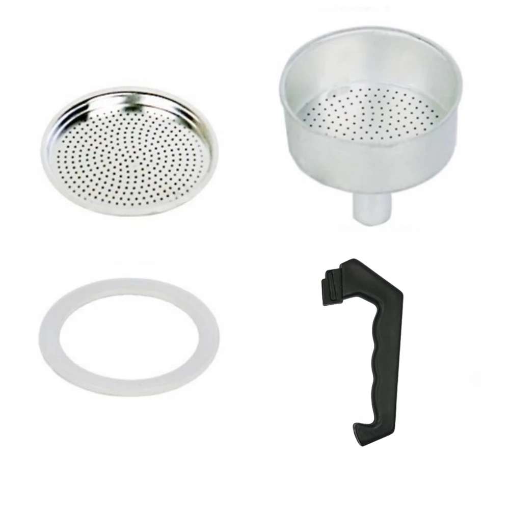 Espresso Coffee Moka Pot Rubber Ring Handle Gasket Funnel Filter Set
