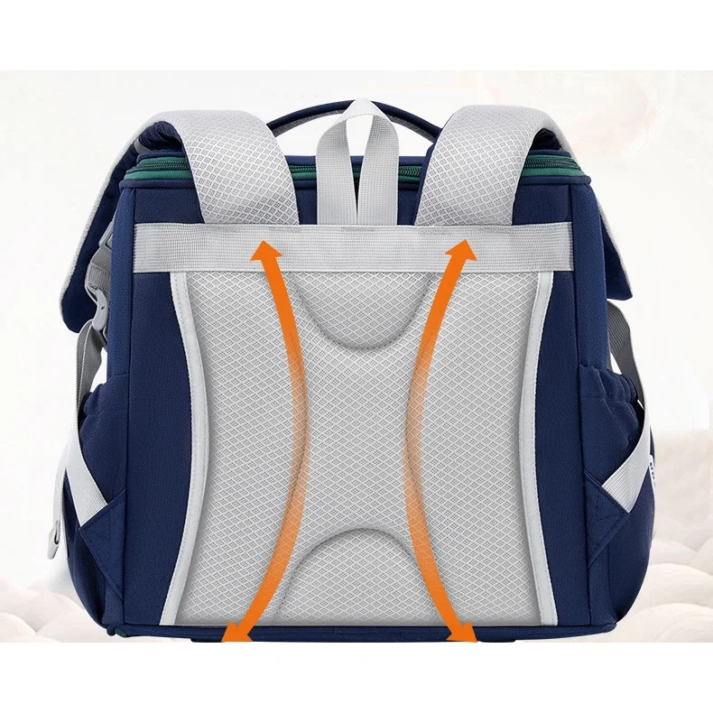 Primary Grade 1-6 Children British Style Horizontal Backpacks for Student New Girl Boy Oxford Fashion Large Schoolbags with Belt 3