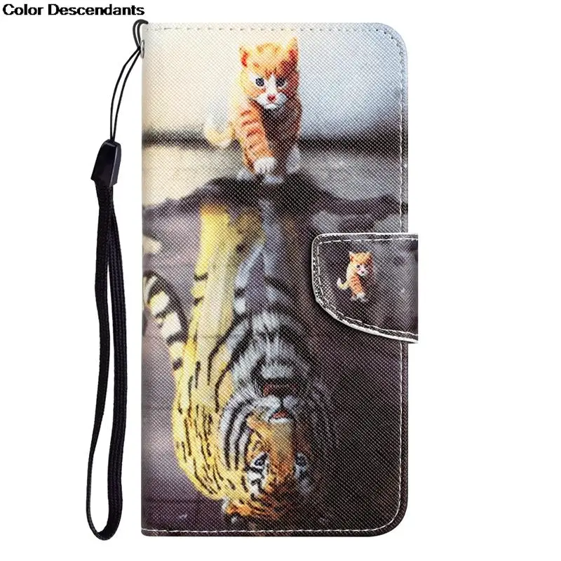 Luxurious Leather Elephant Flip Wallet Phone Case - Painted Design with Stand Function