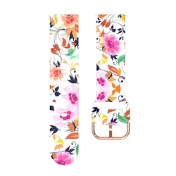 Vibrant Silicone Watch Strap - Soft, Adjustable Band for Self-test width 22mm (Birds and Flowers)