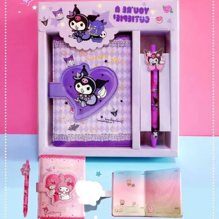 

Блокнот Hello Kitty Sanrio из искусственной кожи с магнитной пряжкой, милый «Мой Мелодия» со светодиодной подсветкой, в подарочной коробке, с наградами, оптовая продажа