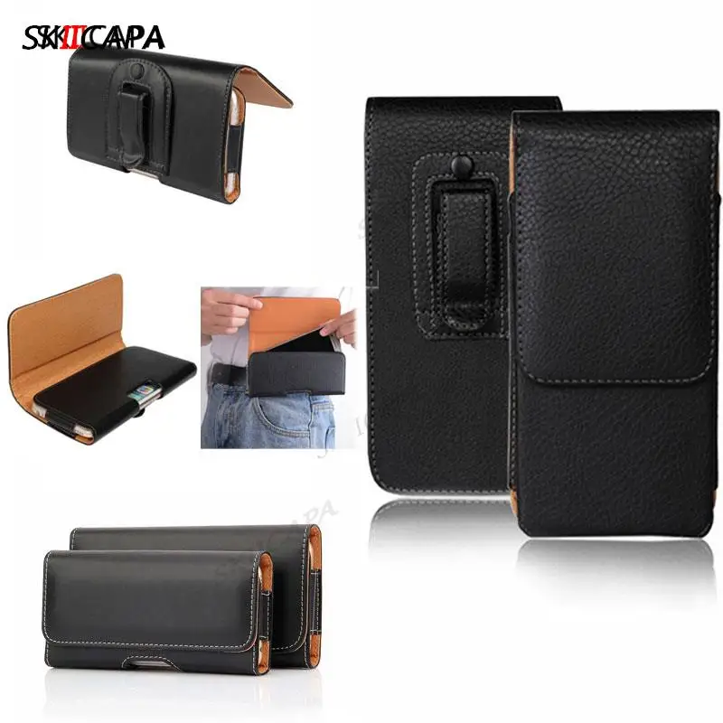 Universal Leather Phone Pouch with Belt Clip Holster