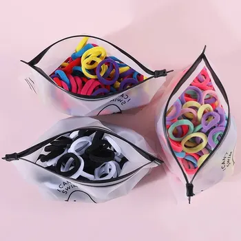 여아용 컬러풀 탄성 헤어 밴드, 나일론 고무 밴드, 어린이 포니테일 거치대 헤어 타이, 스크런치, 어린이 헤어 액세서리, 300 개 상품 이미지