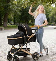 Poussette multifonction 3 en 1 pour bébé avec poussette compacte pliable légère, siège auto et nacelle de couchage 5