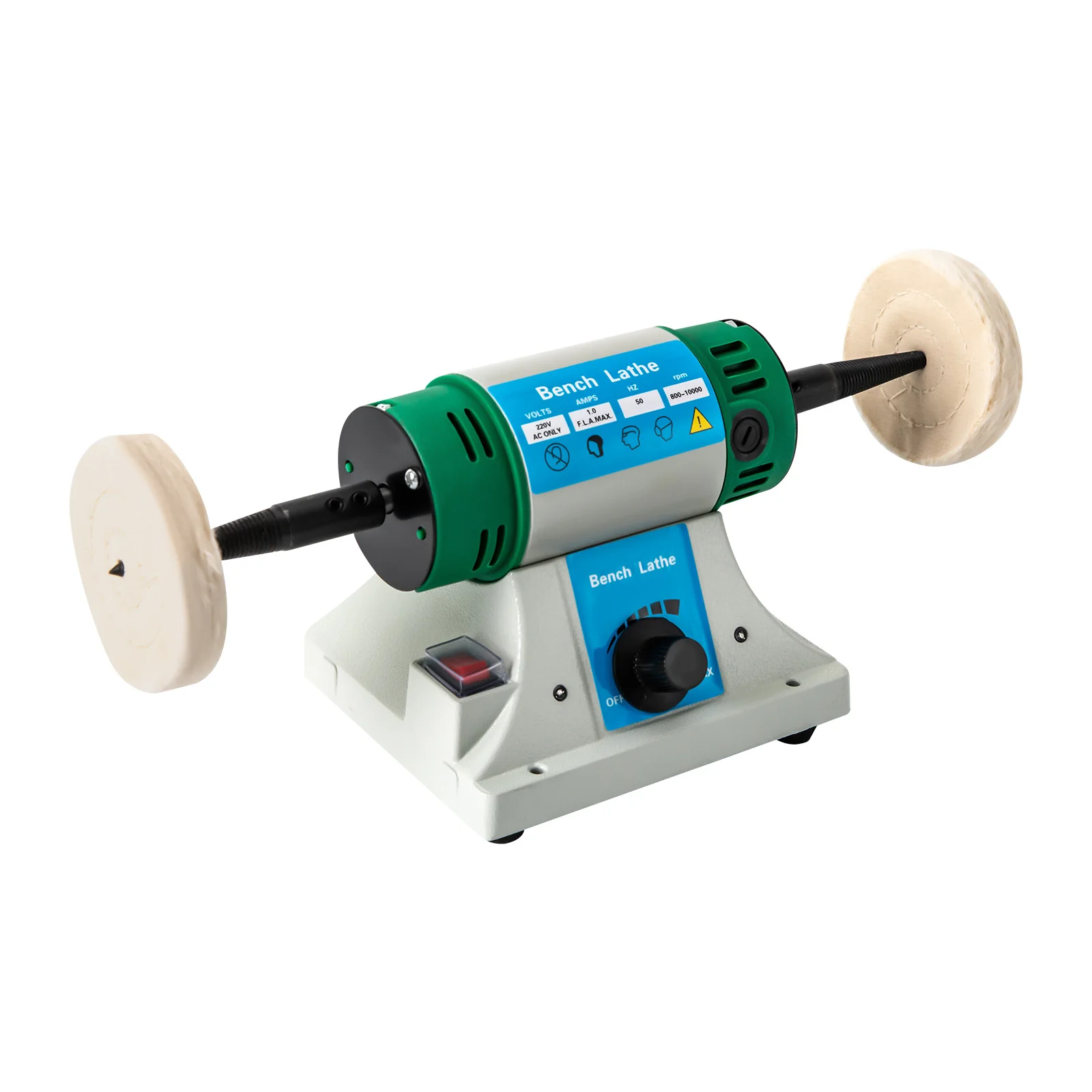 Polisher Machine Adjustable Variable Speed Multi-function Jewelry Rock Polishing Buffer Bench Lathe with 2 Cloth Wheels 5