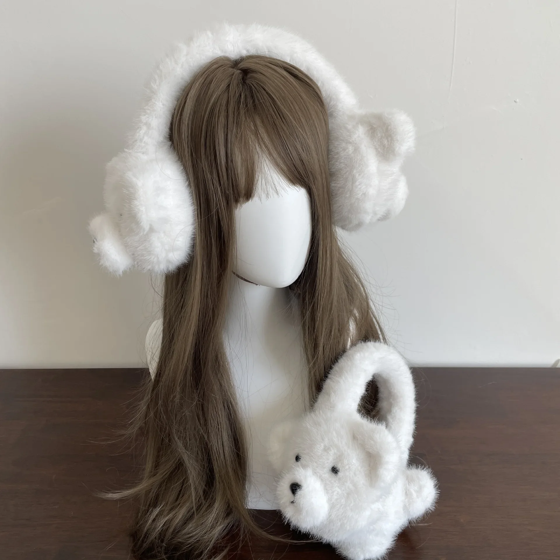 Kawaii Bear Plush Earmuffs Women Winter Warm Ear Muffs Y2K
