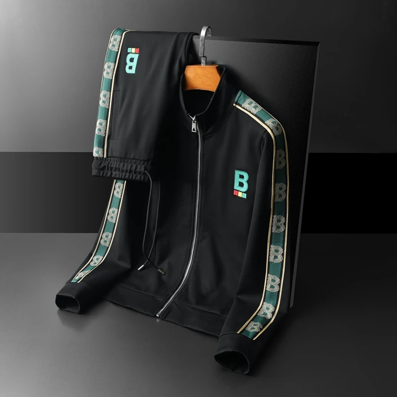 Minglu Letter Zipper Embroidery Men's Sets Luxury Spring Autumn Male Sweatshirts Elastic Waist Sport Casual Man Tracksuits 3XL 3