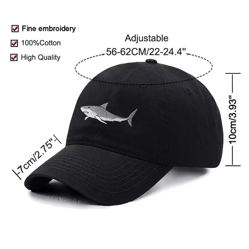Men's Baseball Cap Women's Sport Golf Caps for Man Soft Cotton Animal Shark Embroidery Embroidery Dad Hat  Sun Hats Dropshipping 6