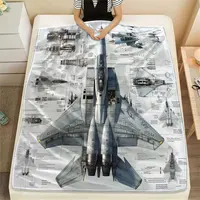 Ultra-Soft Fighter Jet Print Flannel Throw Blanket - Perfect for Couch, Bed, and Travel - Ideal Gift for Family and Friends 2