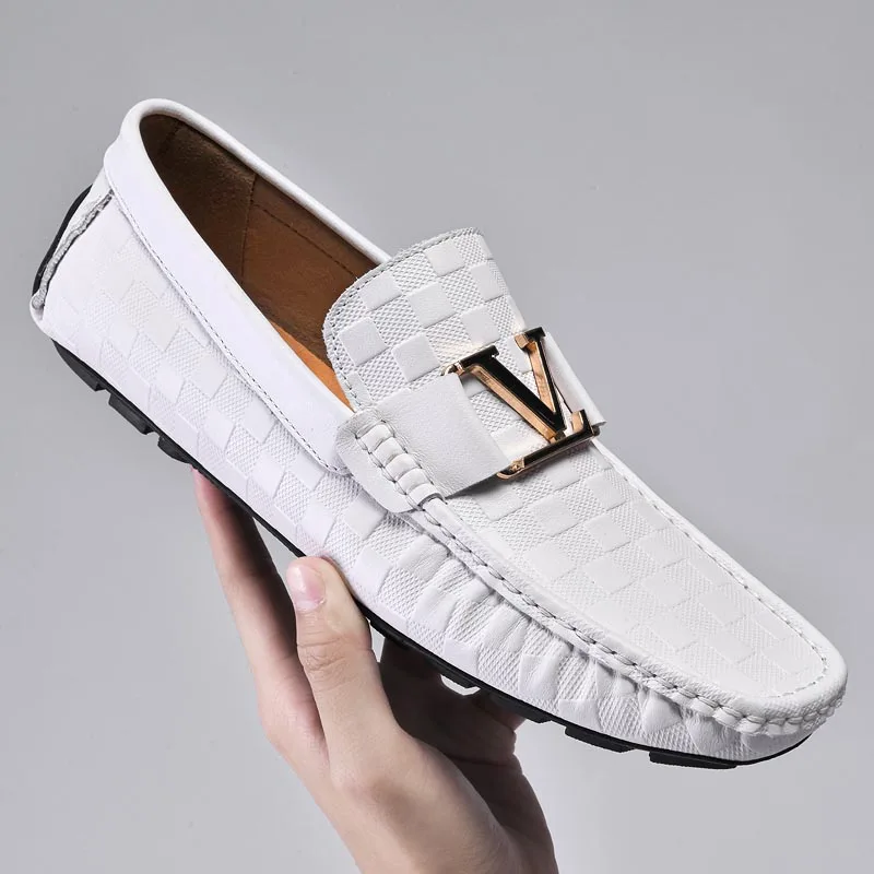 100% Genuine Leather Shoes Crocodile Pattern Men's Loafers Flats Office Moccasins Driving Wedding Business Buckle Strap Slip on 4