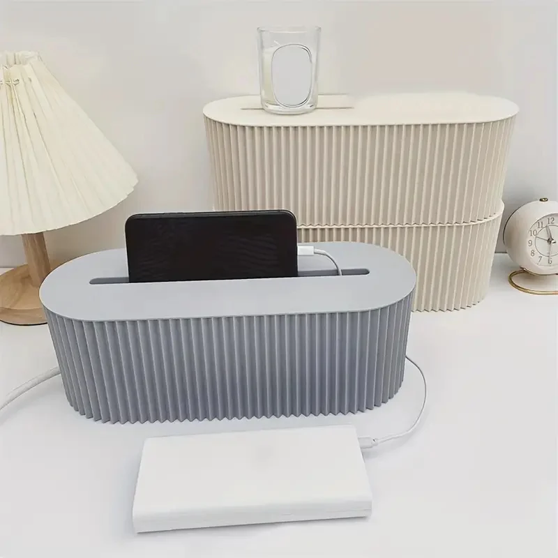 Large-Capacity Cable Management Box with a Lid - Desktop Storage Box for Office And Home Use, Plastic, Halloween Christmas Gifts 5
