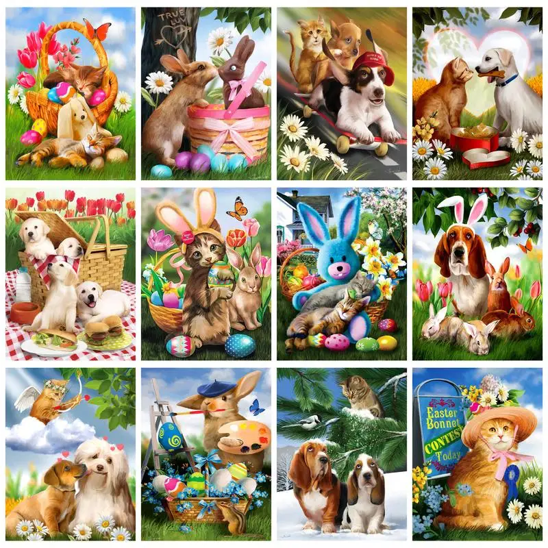 

RUOPOTY 5D DIY Diamond Painting Animal Cat Full Round Pictures Of Rhinestones Decor Home Mosaic Embroidery