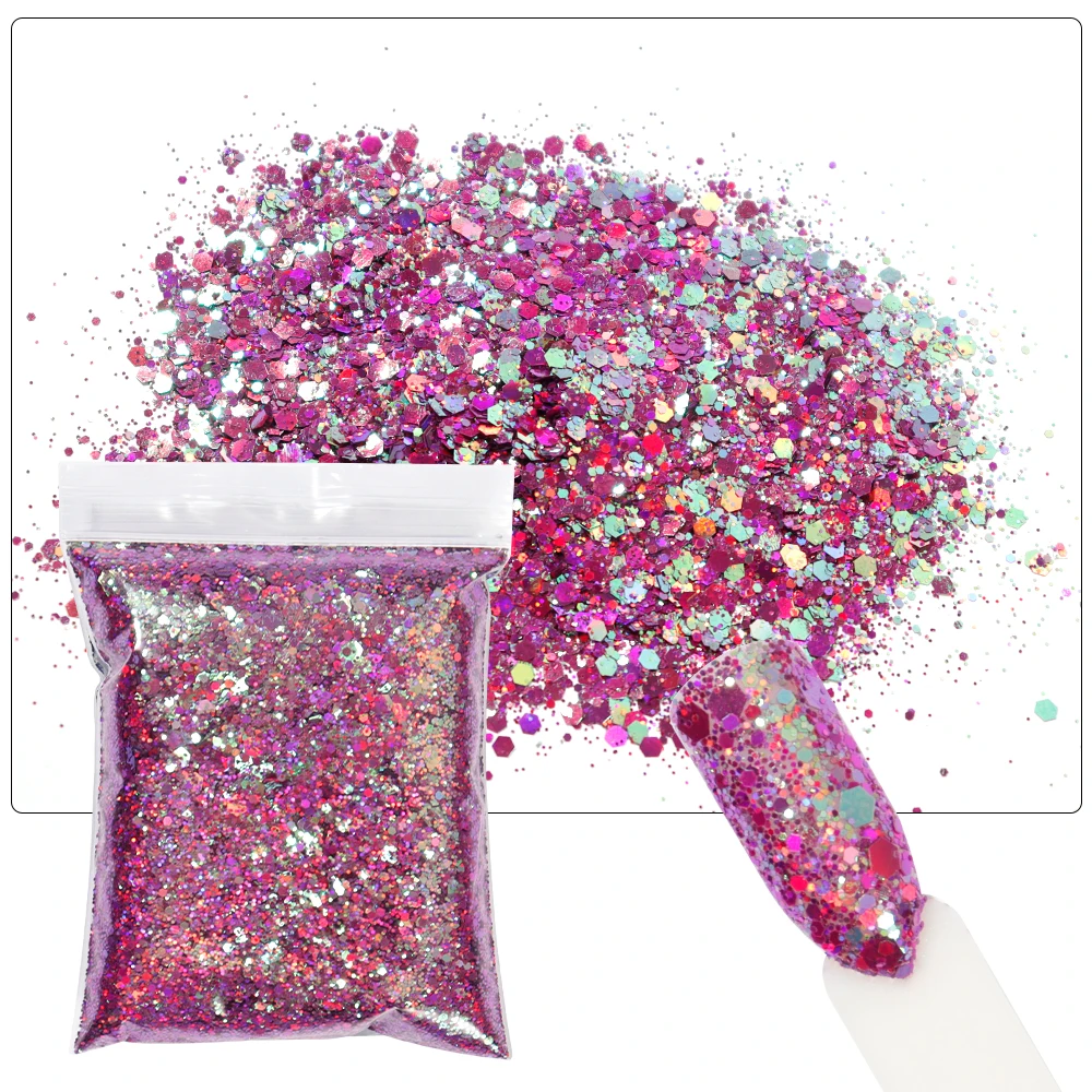 50g/Bag 3D Holographic Chameleon Nail Art Glitter Mixed Hexagon Shiny Nail Glitter Craft Sequins DIY Manicure Sparkly Flakes nail glitter,nail flakes