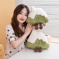 30cm Small White Snow Mountain Hill Plush Pillow Soft Happy Face Emotion Kawaii Plushie with Legs for Decor Present 1