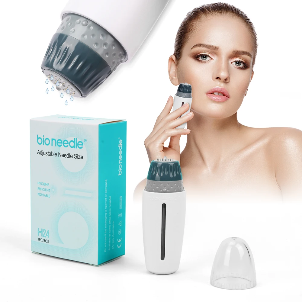 

Bio Needle H24 Pins Adjustable Length Titanium Microneedling Hyaluronic Acid Derma Roller Stamp Serum Facial Care Micro Needle