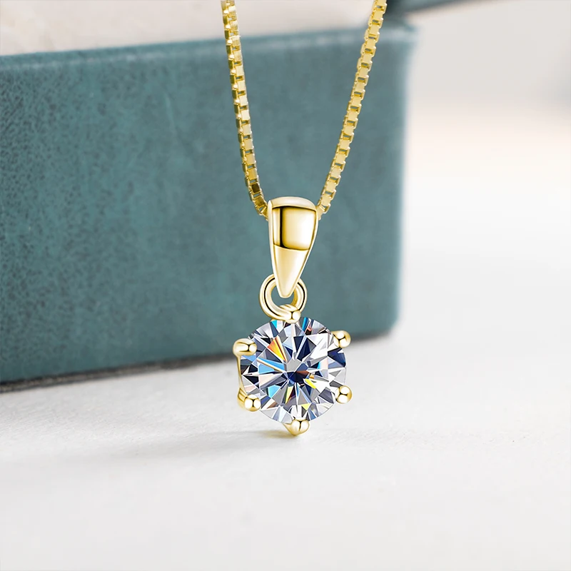 Tancise Collana con ciondolo in vera moissanite da 1 ct per donna Gioielli da sposa in argento sterling di alta qualità_voghion.com