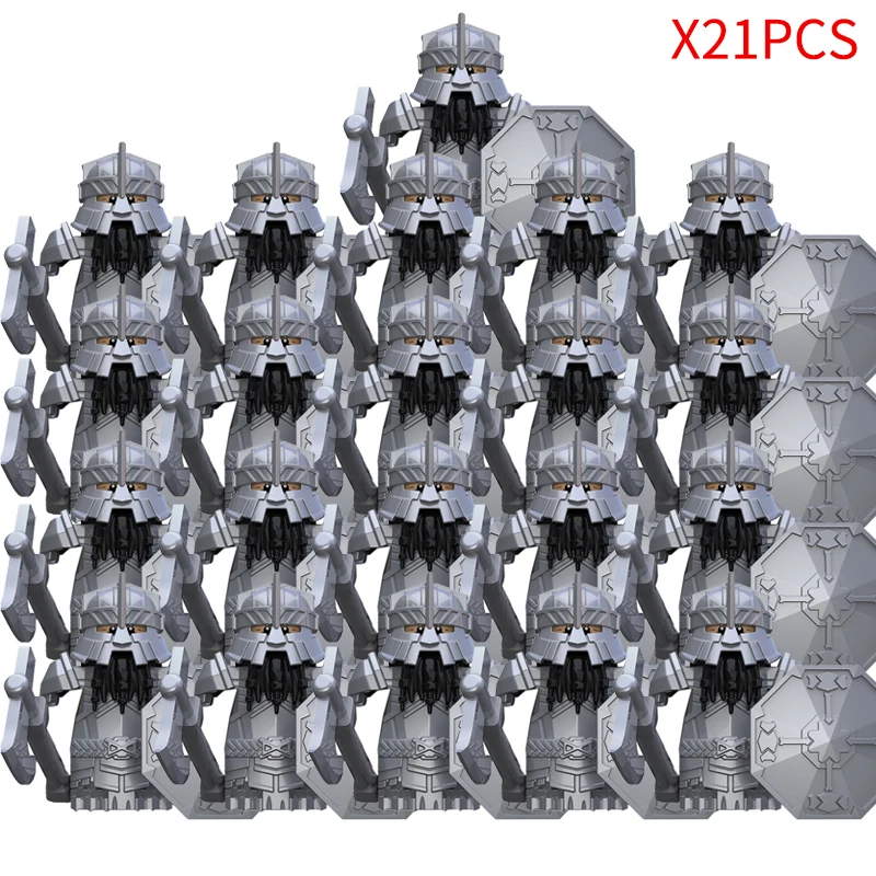 Medieval Fantasy Dwarf Warrior Leader Building Blocks Set
