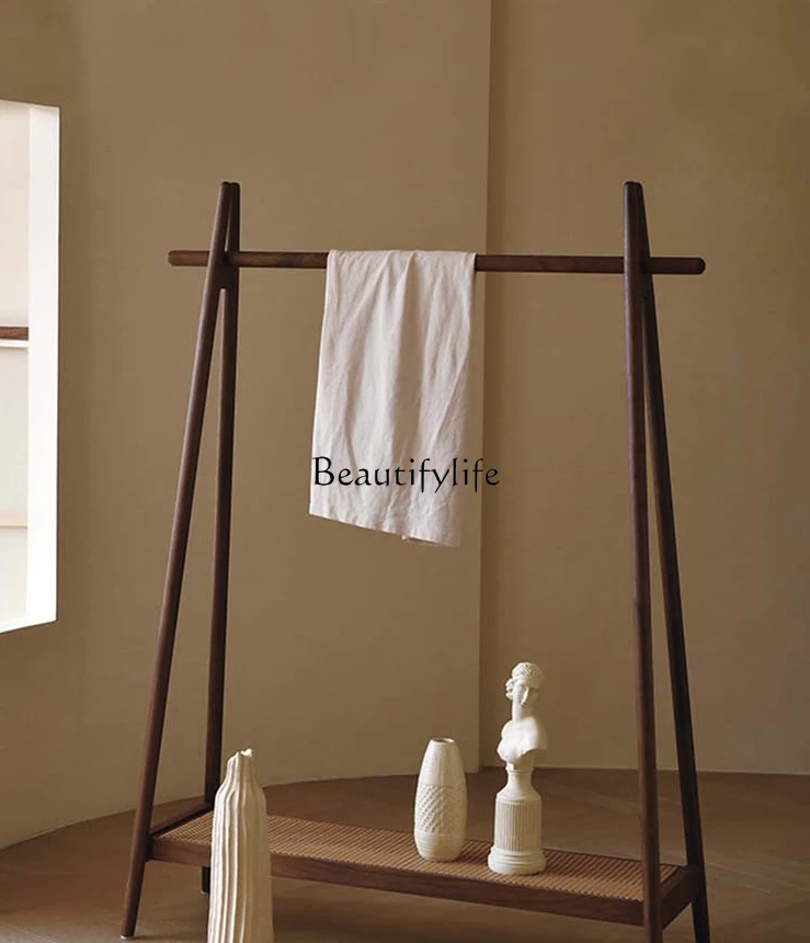 

North America Black Walnut Wooden Hallstand Floor Solid Wood Clothes Rack Bedroom Home