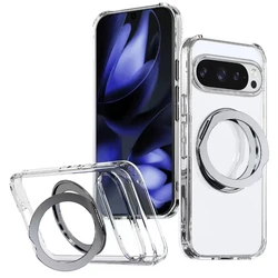 Enhanced Magnetic Case with 360° Rotating Invisible Kickstand and Macsafe Ring Cover for Pixel 6A (Clear)