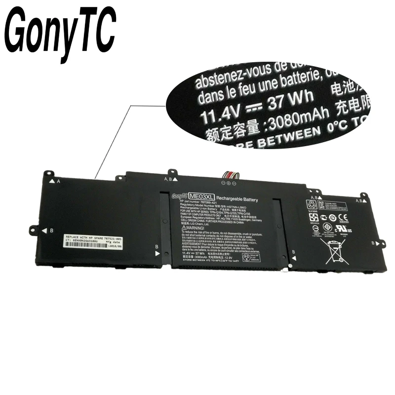 Gonytc Atacado Bateria Notebook Bateria para hp Córrego 11 13-c010nr Me03 Me03xl 787089421 787521005 Hstnn-ub6m Me03xl - Imagem 2