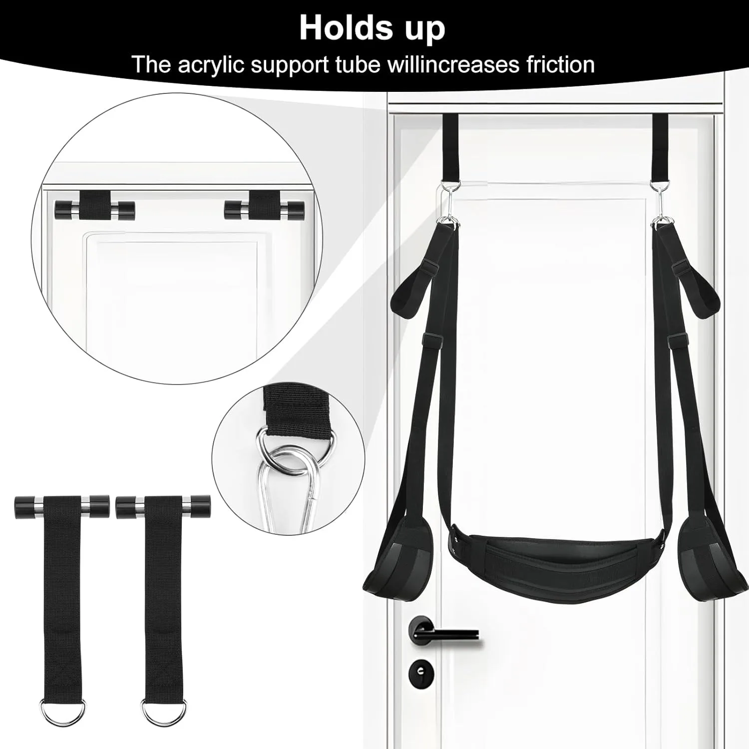 BDSM Door Sex Toys Sex Swing Bondage Leather Soft Plush Slings with Adjustable Straps Hanging Door Handcuffs Leg Restraints