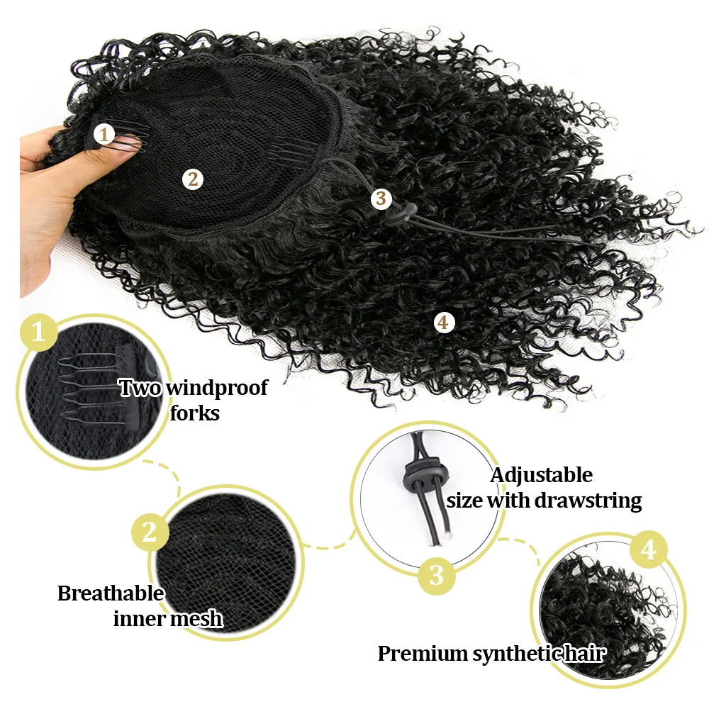 Synthetic Afro Kinky Curly Hair Extension for Women