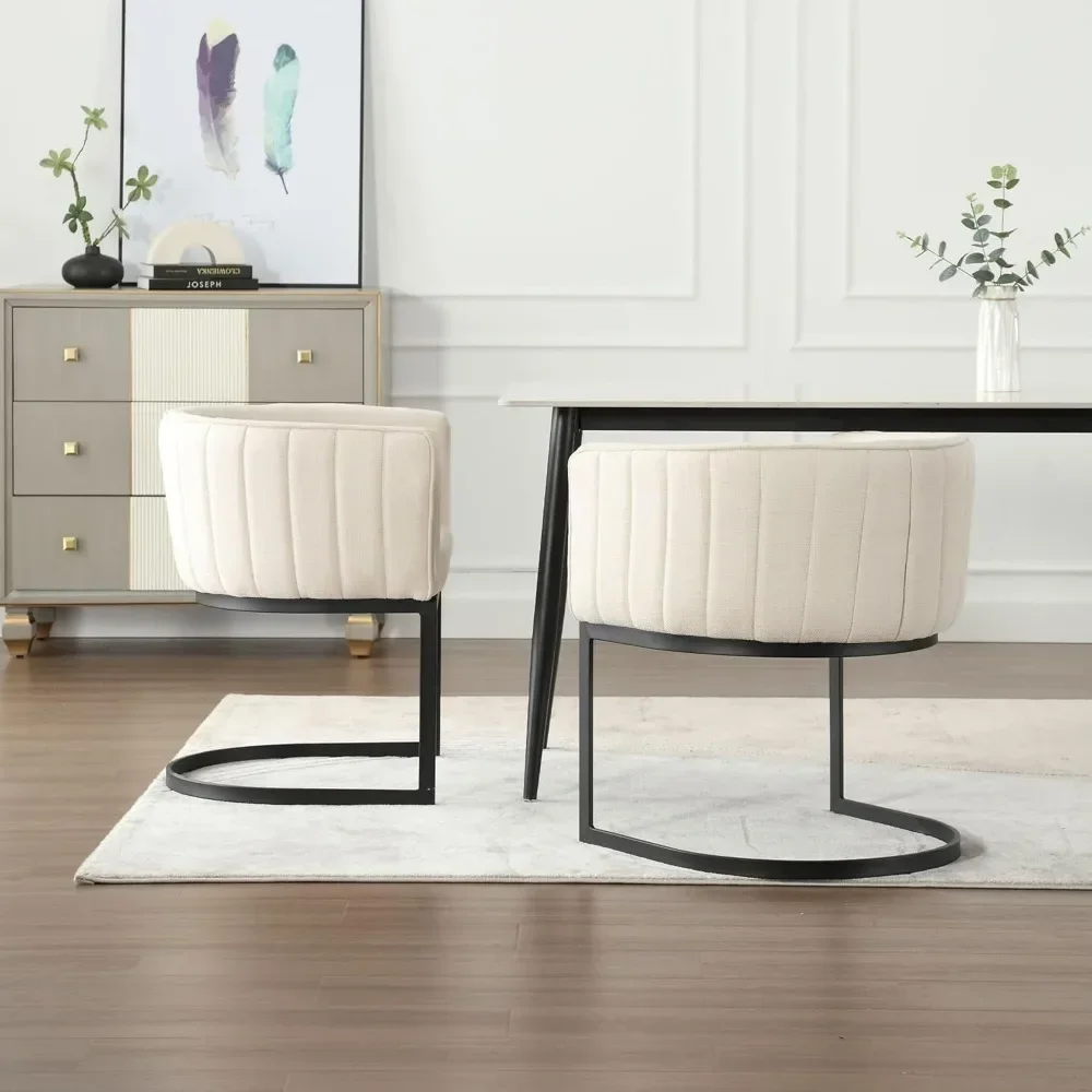 Dining Chair 4-Piece Set Upholstered Armrests Metal Frame for Bedroom Living Room Barrel Chairs