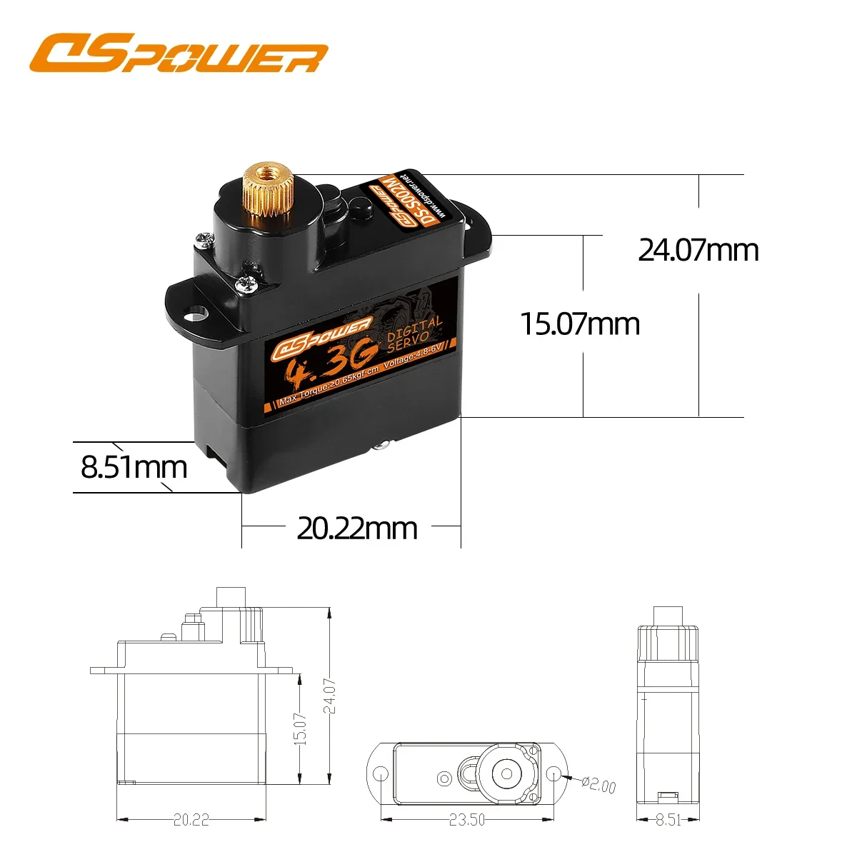 DSPOWER 1/5/10/20PCS 4,3g Micro Digital Servo Mini Servos Kernlosen Kunststoff Metall Getriebe Motor für 1/24 RC Auto Starrflügel Flugzeug – Detail 18