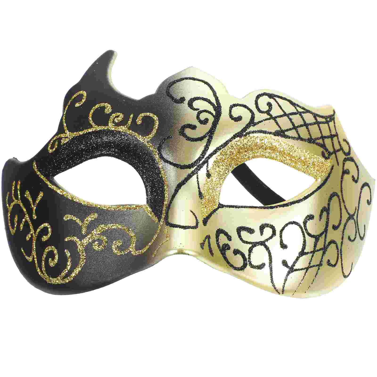 

Half Face Flame Mask Masquerade Mask Costume Party Decor Gold Powder Projector for Photography Prop Plastic