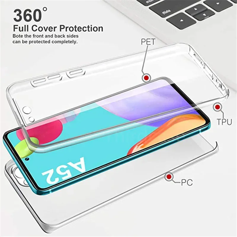 360-Degree Clear Protective Case - Shockproof PC + Silicone Cover