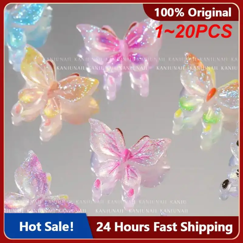 1 ~ 20Pcs Sweet Luxury Butterfly Nail Art Charms 3D Resin Kawaii Accessori Decorazioni In Cristallo Per Unghie Ice Clear Carft Ornament