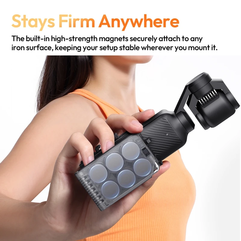 Ulanzi PK15 Pocket 3 Magnetic Mount Quick Card Swap Cold Shoe Mount for Action Camera Gym Railings Refrigerator Car Hoods Shots