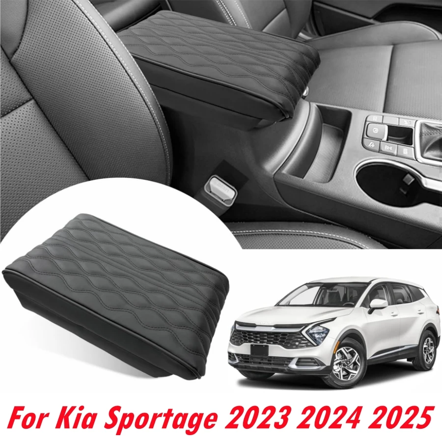 Enhanced PU Armrest Cover Pad Protector with Cushion for Kia Sportage Console Lid