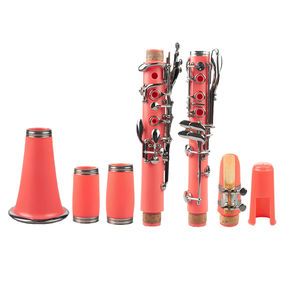 Pink Bb Clarinet Woodwind Band & Orchestra Musical Instruments For Beginners Includes Mouthpiece Reeds Carry Protecting Case SET