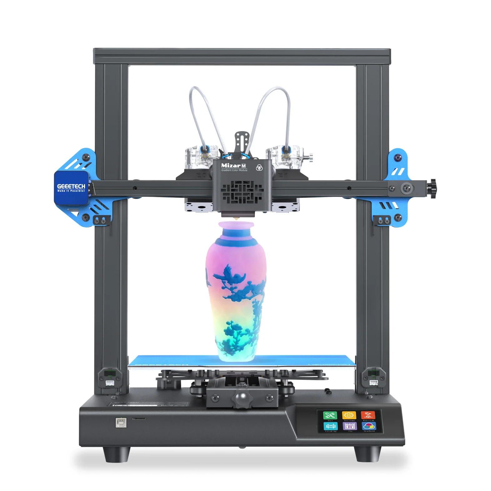 Geeetech Mizar M 3D Printer machine Dual Extruder Multi Color 3D Printer,Dual Z Axis,TMC2208 Silent Driver Double Hotend Modules geeetech mizar s fdm 3d printer bmg dual drive touch screen upgraded 3d printer high precision printing size 255 255 260mm