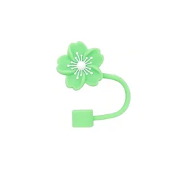 Begonia Flower Reusable Silicone Straw Topper - Dust-Proof Cap (1Pcs Green)