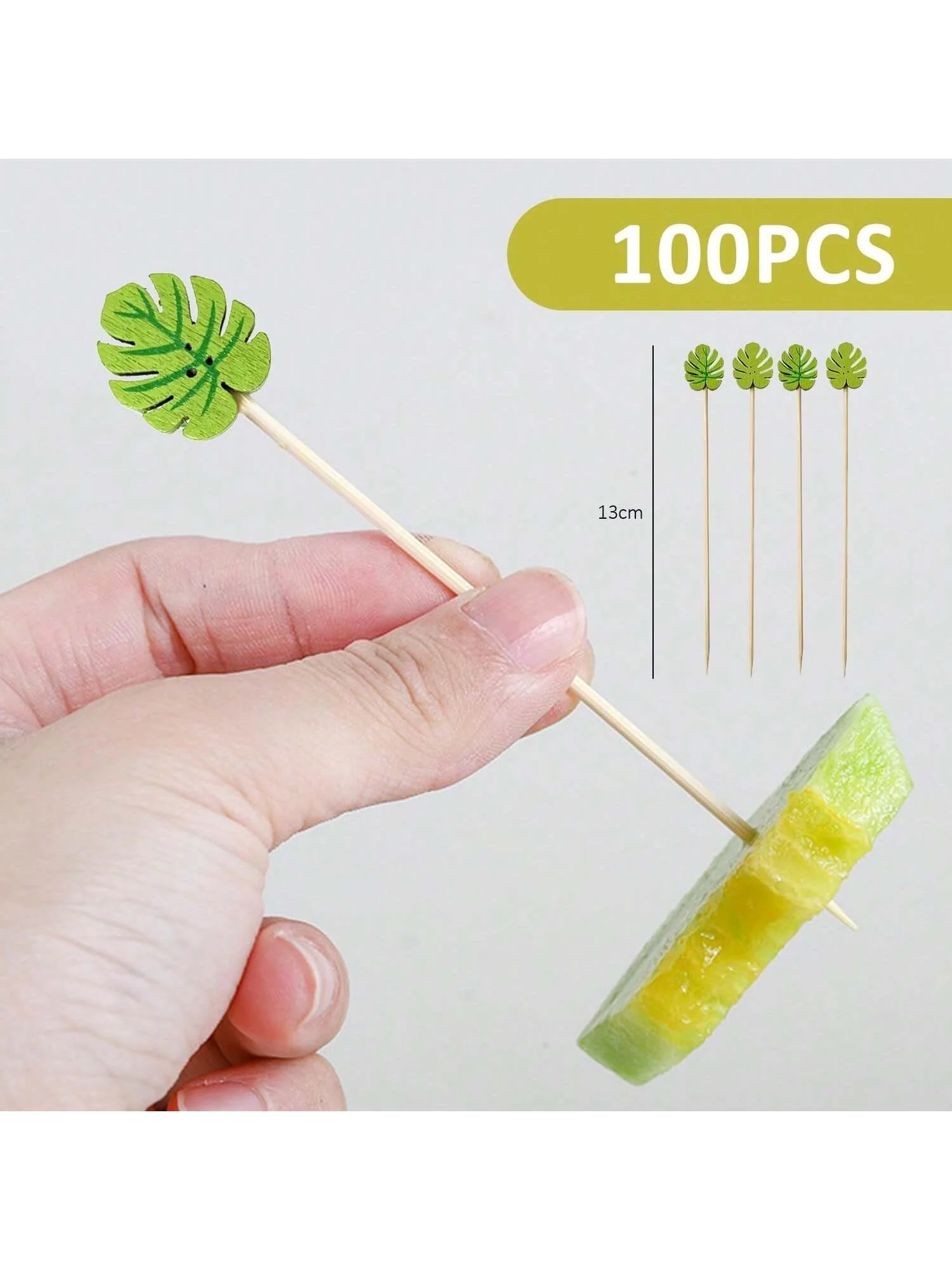 100Pcs 4.7Inch Cocktail Skewer Appetizers Toothpicks, Fruit,Wedding Toothpicks For Appetizer Decoration Party Supplies(Leaf)