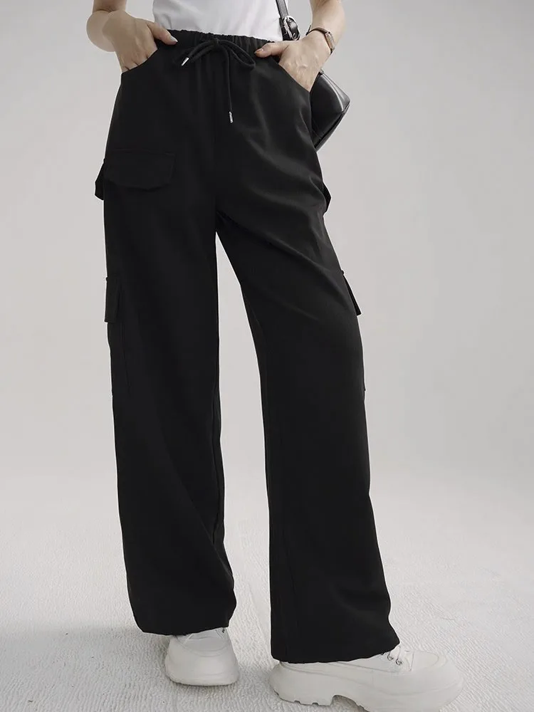 

y2k Women's Black Cargo Pants High Waist Streetwear Fashion Woman Parachute Pants High Quality Trousers