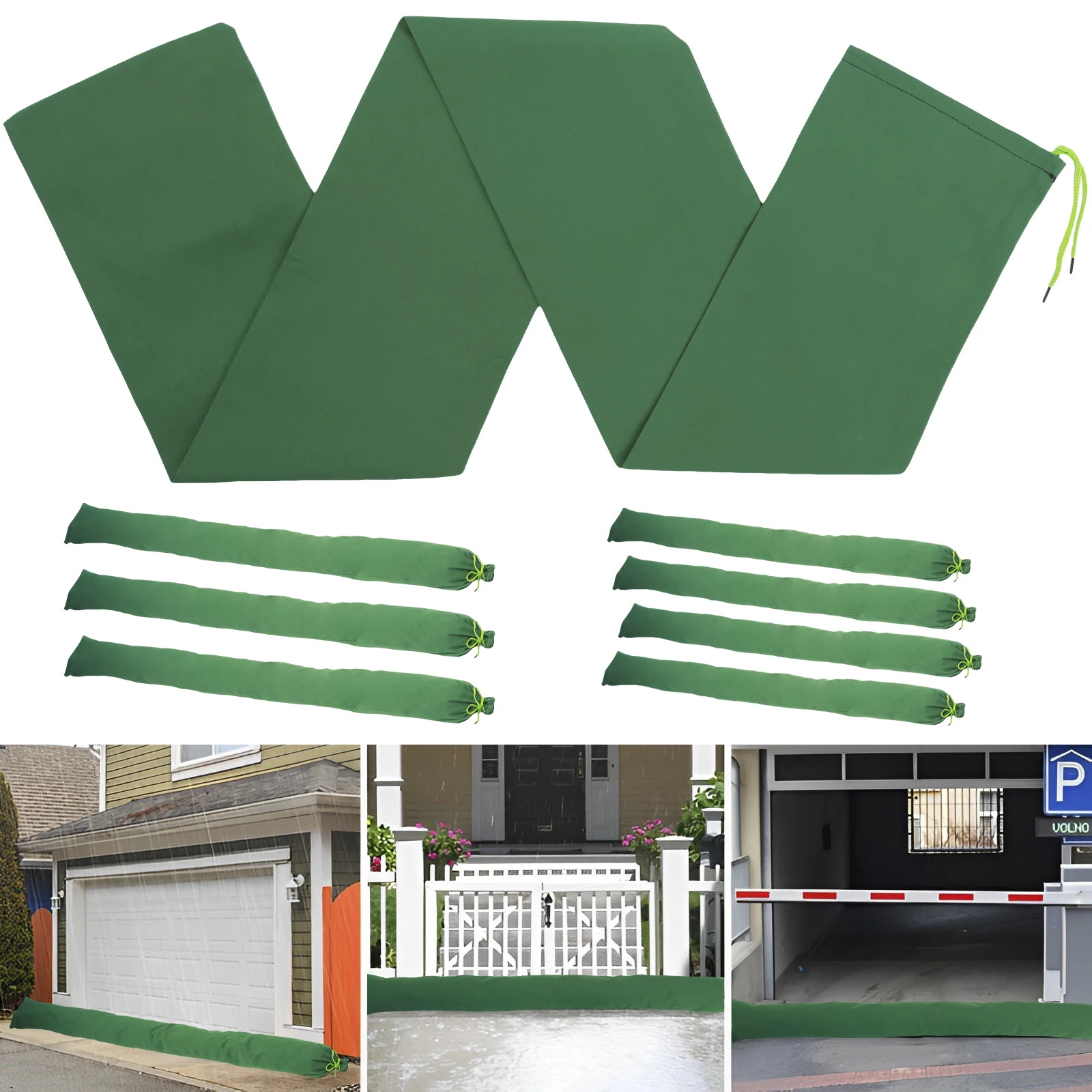 HAYCHE 2 Bolsas De Arena Barrera De Agua Para Inundaciones – Largas Con Banda Elástica (120/150/215 Cm) – Reutilizables Para Puertas Y Garajes