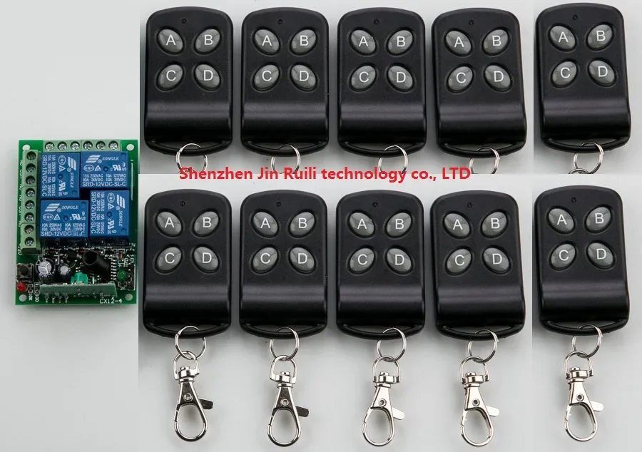 

Hot sale DC12V 4CH RF Wireless Remote Control Switch System 10 transmitter & 1 receiver relay Receiver Smart Home Switch