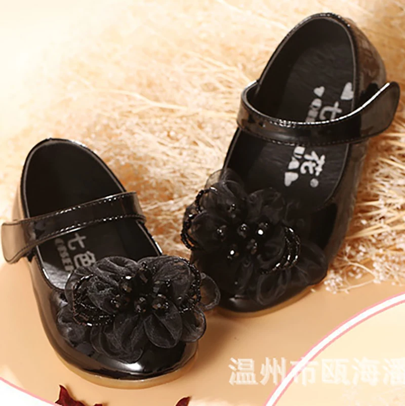 White Pink Flower Children Little Girls Princess Leather Shoes For Toddlers Baby Wedding Party Shoes 1 2 3 4 5 6 Years Old Shoe 5