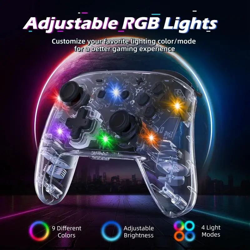 

Геймпад для переключателя/LITE/OLED/PC/steam, регулируемый Двойной вибрационный, с RGB подсветкой, автоматический огонь, 6-шесть, Cyro управление движением