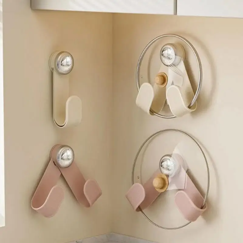 Rotating Suction Cup Pot Lid Rack Kitchen  Chopping Board Hanger Cutting Board Hooks Punching-free Wall Mounted Pot Lid Holder