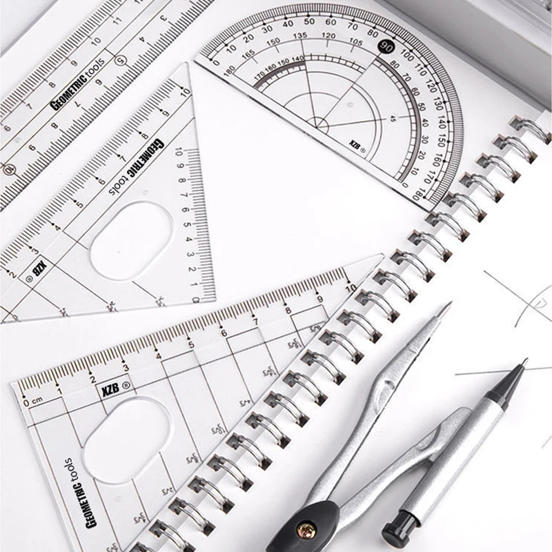 8 Piece Math Geometry Kit Sets Student Supplies Includes Rulers,Protractor,for Drafting and Drawings
