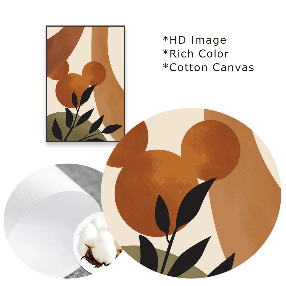 Mickey Mouse Art Poster Boho Abstract Cartoon Canvas Painting Minimalist Wall Art Prints Kids Room Nursery Decoration