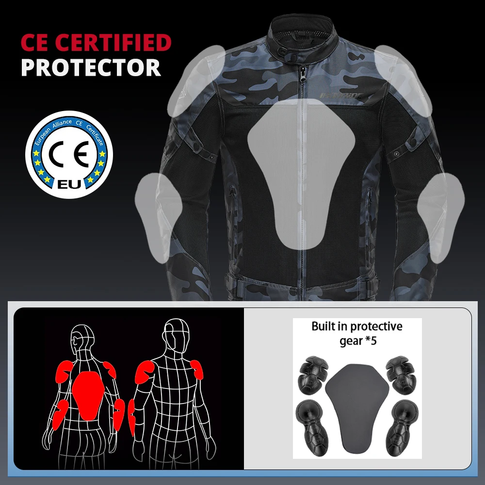 남성용 오토바이 재킷 야외 라이딩 모터바이크 재킷 메쉬 통기성 방수 모토크로스 의류 5개 보호대 포함 M-3XL