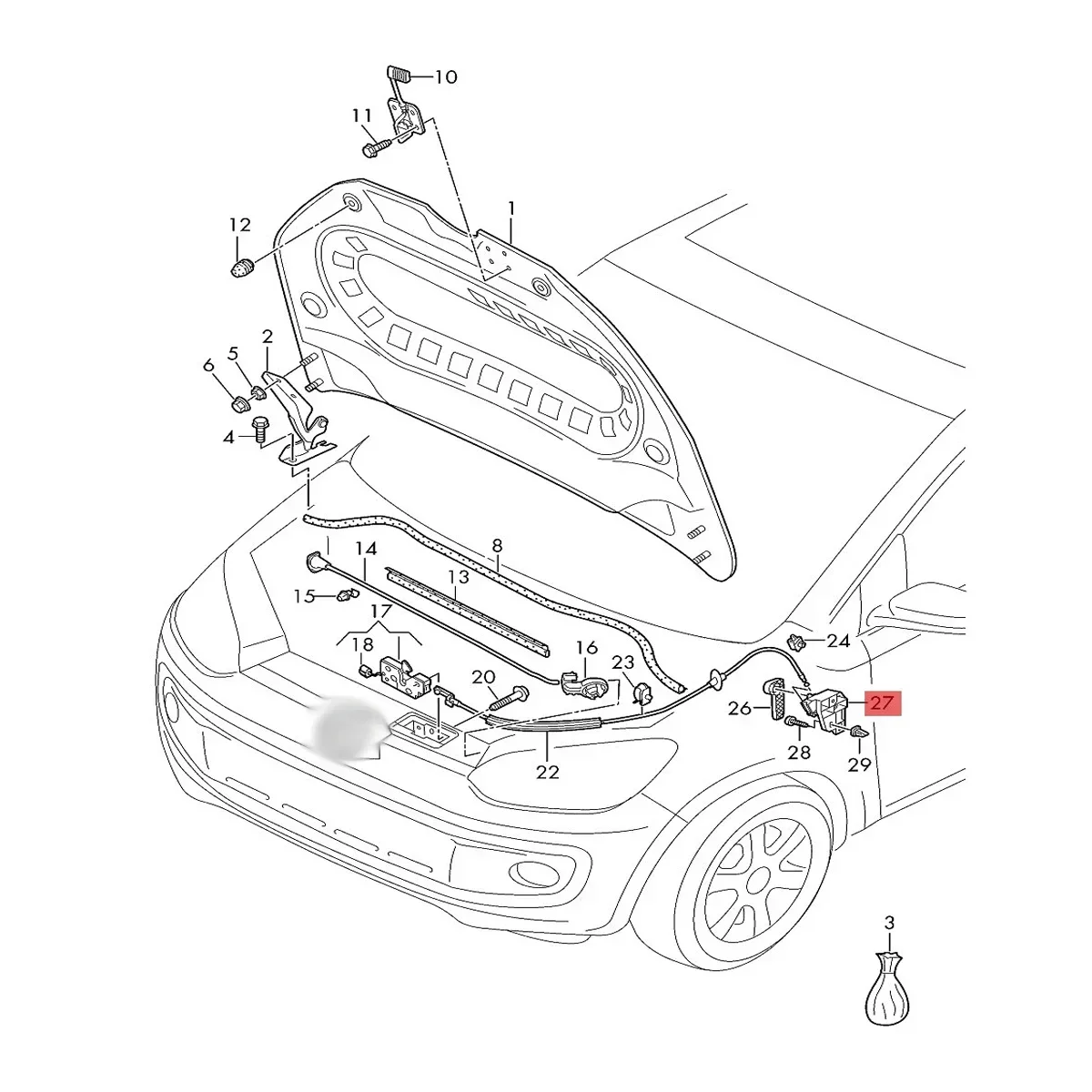 Black LHD Hood Release Grip Handle Bracket For VW Golf 5 6 GTI Passat B6 B7 CC Jetta A5 A6 Tiguan 1K1823633B 1J1823533C 1/2PCS Hood Latch Handle Set